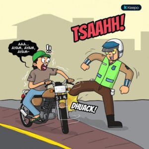 polisi tendang pemotor (ist)