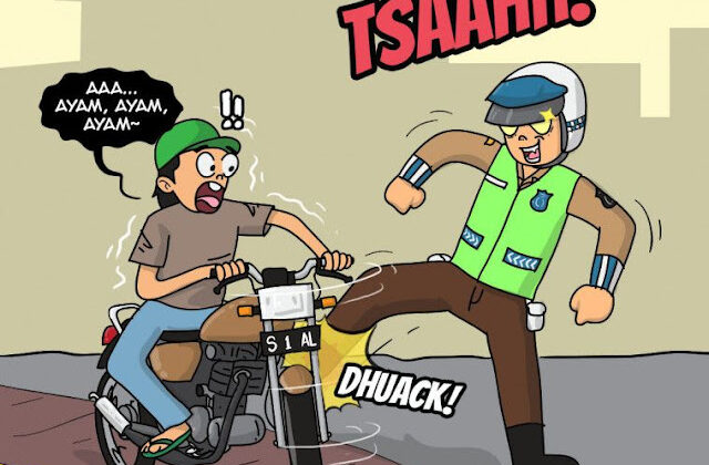 polisi tendang pemotor (ist)