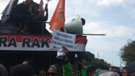 Aksi Demonstrasi Ojol 20 Mei 2025 di Patung Kuda, Jakarta Pusat. (Foto:Praba)