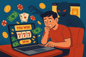 Foto ilustrasi kecanduan judi online (foto: Prabainsight/Ai)