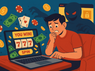 Foto ilustrasi kecanduan judi online (foto: Prabainsight/Ai)