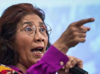 Mantan Menteri Kelautan dan Perikanan Susi Pudjiastuti melontarkan pernyataan keras terkait maraknya kerusakan lingkungan yang dilakukan oleh manusia. Lewat akun media sosial pribadinya (foto:Antara)