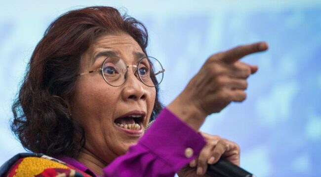 Mantan Menteri Kelautan dan Perikanan Susi Pudjiastuti melontarkan pernyataan keras terkait maraknya kerusakan lingkungan yang dilakukan oleh manusia. Lewat akun media sosial pribadinya (foto:Antara)
