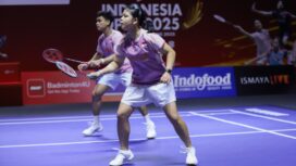 Altet Kebanggaan bangsa Jafar Hidayatullah dan Felisha Albert Nathaniel Pasaribu saat berlaga di Indonesia Open 2025