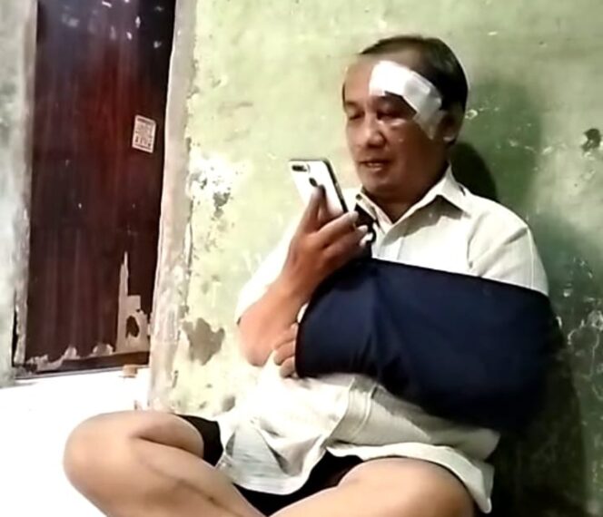 
					Korban penganiyaan FCR guru Honorer (foto:Praba/Ist)