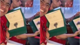 Sejumlah pemain Timnas Indonesia memperlihatkan Hadiah dari Presiden Prabowo (foto; Tangkap Layar di akun Instagram Justin Hubner)