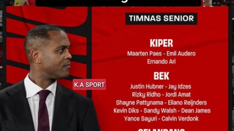 Patrick Kluivert umumkan daftar pemain Timnas Indonesia untuk Kualifikasi Piala Dunia 2025 lawan Arab Saudi dan Iraq. Lihat daftar skuad lengkap dan jadwal pertandingan di sini.(Foto: Istimewa)