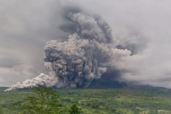 
					Erupsi besar Gunung Semeru kembali terjadi pada 19 November 2025. Status dinaikkan ke Level IV (Awas), awan panas meluncur 14 km, dan warga di zona merah dievakuasi ke titik aman. BPBD Lumajang masih melakukan penyelamatan di tengah cuaca ekstrem.(Foto:Istimewa)