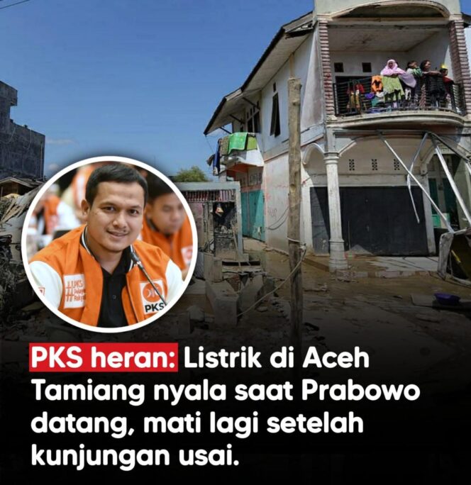 
					PKS mendesak Kementerian ESDM dan PLN segera memulihkan aliran listrik di Aceh Tamiang, Langsa, dan wilayah lain yang terdampak banjir dan longsor. Pemadaman dinilai menghambat pemulihan warga.(Istimewa)