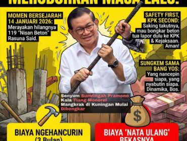 Pembongkaran tiang monorel Rasuna Said menandai akhir proyek mangkrak paling legendaris di Jakarta. Sindiran tajam soal monorel, Pramono Anung, dan ongkos mahal memperbaiki kesalahan masa lalu.