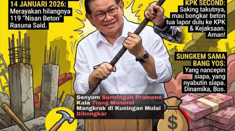 Pembongkaran tiang monorel Rasuna Said menandai akhir proyek mangkrak paling legendaris di Jakarta. Sindiran tajam soal monorel, Pramono Anung, dan ongkos mahal memperbaiki kesalahan masa lalu.