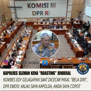 RDP Komisi III DPR menguji pemahaman Kapolres Sleman soal KUHP Baru dalam kasus warga yang ditetapkan tersangka usai membela diri dari jambret.