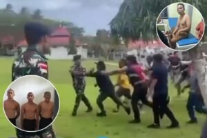 Aksi dugaan premanisme oknum TNI AL di Pelabuhan Melonguane, Talaud, Sulawesi Utara, menewaskan ketenangan warga. Seorang guru dan lima warga dianiaya, kasus diproses di Pengadilan Militer.(Ist)