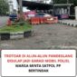Warga keluhkan pos polisi Satlantas Polres Pandeglang di Alun-alun Pandeglang yang dinilai menutup trotoar dan mengganggu hak pejalan kaki hingga terpaksa turun ke badan jalan.