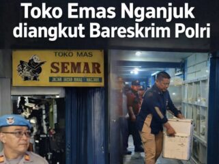 Toko emas di Kabupaten Nganjuk digeledah Bareskrim Polri terkait dugaan tindak pidana pencucian uang (TPPU) yang berasal dari aktivitas pertambangan emas ilegal. Penggeledahan berlangsung hingga 17 jam dan menyita emas serta dokumen keuangan.