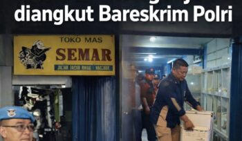 Toko emas di Kabupaten Nganjuk digeledah Bareskrim Polri terkait dugaan tindak pidana pencucian uang (TPPU) yang berasal dari aktivitas pertambangan emas ilegal. Penggeledahan berlangsung hingga 17 jam dan menyita emas serta dokumen keuangan.