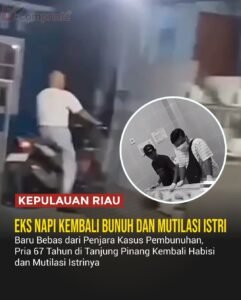 Seorang pria berinisial Nasrun (67) di Tanjungpinang, Kepulauan Riau, diduga membunuh dan memutilasi istrinya sendiri. Pelaku diketahui baru bebas setelah menjalani hukuman 15 tahun penjara dalam kasus pembunuhan sebelumnya.