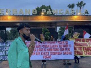 Kasus teror air keras terhadap aktivis KontraS Andrie Yunus disorot mahasiswa. Mereka mendesak DPR membentuk TGPF dan mengusut dalang di balik serangan.(Istimewa)