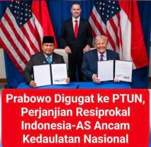 Prabowo Subiyanto digugat ke PTUN Jakarta terkait perjanjian dagang RI-AS (ART) yang diteken tanpa persetujuan DPR dan partisipasi publik. Koalisi sipil menilai langkah ini melanggar konstitusi dan hukum.