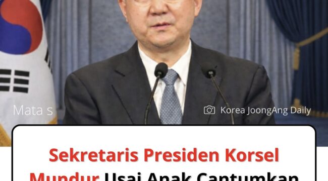 Kim Jin-kook, pejabat senior di kantor Presiden Korea Selatan, mengundurkan diri setelah putranya mencantumkan jabatan ayahnya dalam CV lamaran kerja dan memicu kritik publik.