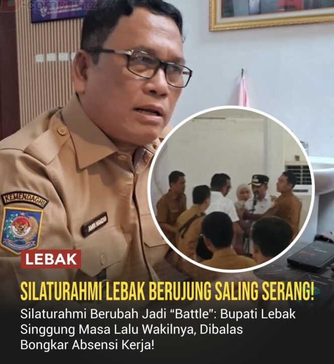
					Ketegangan Bupati vs Wabup Lebak pecah saat acara silaturahmi. Sebutan “napi” dari Bupati Hasbi dibalas Amir Hamzah dengan kritik tajam soal kinerja. Drama politik ini jadi sorotan publik.(Istimewa)