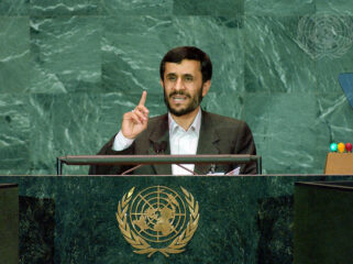 Mahmoud Ahmadinejad, President of the Islamic Republic of Iran, addresses the general debate of the sixtieth session of the General Assembly, today at UN Headquarters. The general debate focuses on the follow-up to the 2005 World Summit.