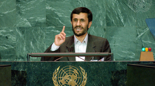 Mahmoud Ahmadinejad, President of the Islamic Republic of Iran, addresses the general debate of the sixtieth session of the General Assembly, today at UN Headquarters. The general debate focuses on the follow-up to the 2005 World Summit.