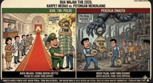THR 2026 menghadirkan dua wajah: pekerja swasta kena pajak TER hingga 34%, sementara ASN, TNI, dan Polri menerima THR bersih tanpa potongan. Simak selengkapnya.