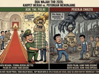 THR 2026 menghadirkan dua wajah: pekerja swasta kena pajak TER hingga 34%, sementara ASN, TNI, dan Polri menerima THR bersih tanpa potongan. Simak selengkapnya.