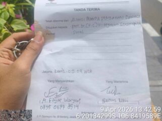 Tanda terima pengaduan ke DPP PDI Perjuangan yang dilaporkan oleh APPB