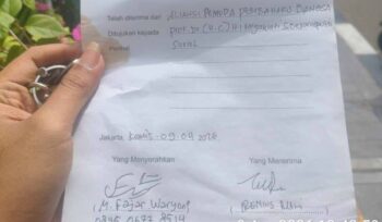 Tanda terima pengaduan ke DPP PDI Perjuangan yang dilaporkan oleh APPB