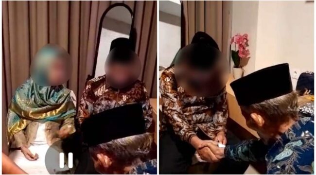 Tangkapan layar video pernikahan siri antara LH dengan RD.