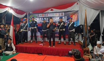 Ketua Gibas Kota Bekasi saat memberikan sambutan dalam acara Halalbihalal.