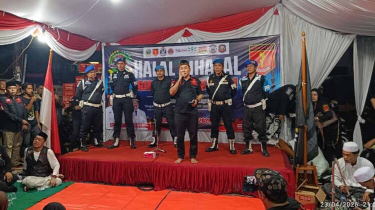 Ketua Gibas Kota Bekasi saat memberikan sambutan dalam acara Halalbihalal.