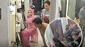 Viral di media sosial, pasangan calon pengantin di Madiun terlibat drama saat fitting baju hingga aksi banting HP di salon, mengejutkan pengunjung.(Istimewa)