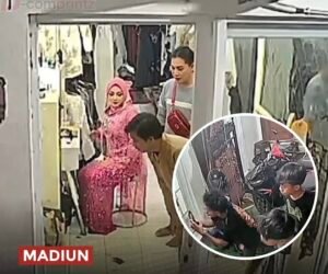 Viral di media sosial, pasangan calon pengantin di Madiun terlibat drama saat fitting baju hingga aksi banting HP di salon, mengejutkan pengunjung.(Istimewa)