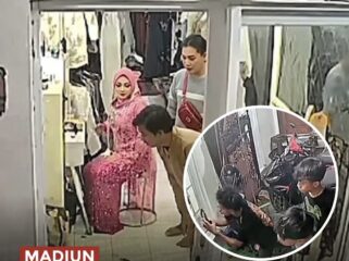 Viral di media sosial, pasangan calon pengantin di Madiun terlibat drama saat fitting baju hingga aksi banting HP di salon, mengejutkan pengunjung.(Istimewa)