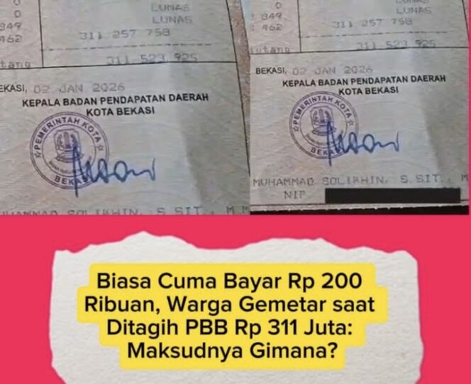 
					Tagihan PBB melonjak hingga Rp311 juta, ternyata akibat tunggakan lama, denda, dan pembaruan sistem pajak daerah(Istimewa)
