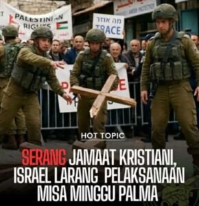 Israel membatasi akses ibadah Minggu Palma di Yerusalem, termasuk ke Gereja Makam Kudus. Pemimpin gereja memprotes kebijakan tersebut.(Istimewa)