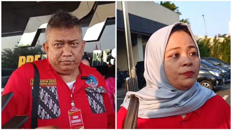 Kuasa hukum pelapor, Unggul Satepu (kiri) dan kuasa hukum terlapor, Popi Pagit.