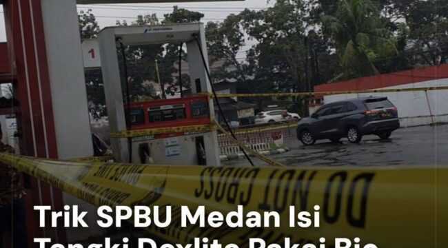 Satreskrim Polrestabes Medan mengungkap dugaan penyelewengan BBM di SPBU Jalan Gajah Mada. Bio Solar diduga dimasukkan ke tangki Dexlite selama sembilan bulan untuk meraup keuntungan.