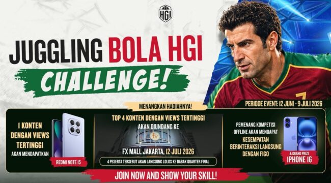 Pesta Bola HGI 2026 memberi kesempatan penggemar bertemu Luís Figo lewat kompetisi #JugglingBolaHGI. Ada iPhone 16, Redmi Note 15, dan pengalaman langka menanti.