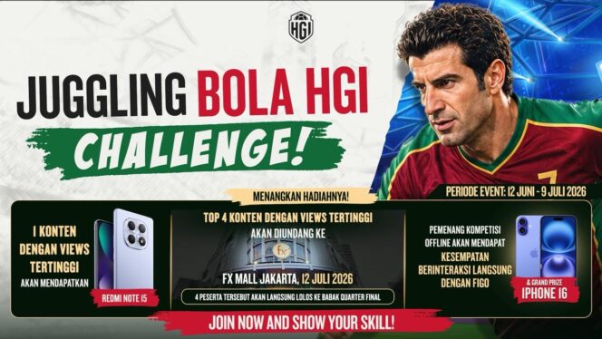 
					Pesta Bola HGI 2026 memberi kesempatan penggemar bertemu Luís Figo lewat kompetisi #JugglingBolaHGI. Ada iPhone 16, Redmi Note 15, dan pengalaman langka menanti.