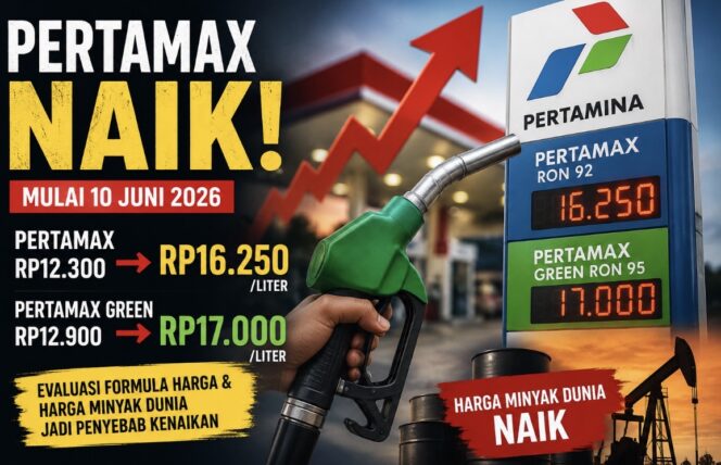 
					Harga Pertamax naik menjadi Rp16.250 per liter dan Pertamax Green Rp17.000 per liter. Pertamina menyebut evaluasi formula harga dan kenaikan harga minyak dunia sebagai penyebab utama.