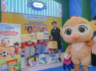 Indofood melalui Indomilk Kids dan Chiki berkolaborasi dengan film animasi Garuda di Dadaku. Meet & greet bersama Keanu Azka dan Quinn Salman di Jakarta Fair 2026 menjadi ajang inspirasi bagi anak-anak untuk berani bermimpi.(istimewa)
