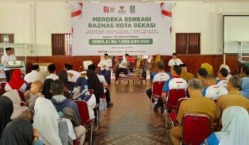 Gelaran program Baznas Kota Bekasi bertajuk Merdeka Berbagi.